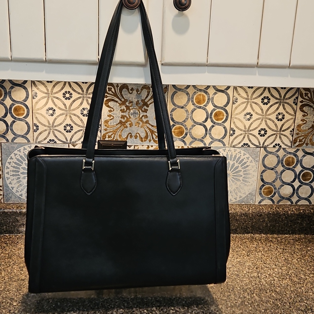 Kate Spade Madison Saffiano Leather Large Laptop Tote Bag in Black - Picture 9 of 11
